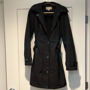 Michael Kors Women's Black Houndstooth Trench Coat Jacket size S